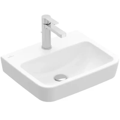 Villeroy & Boch O.novo - rokas izlietne 45x37 cm, bez pārplūdes, ar jaucējkrāna caurumu, CeramicPlus, Alpu balts 434446R1