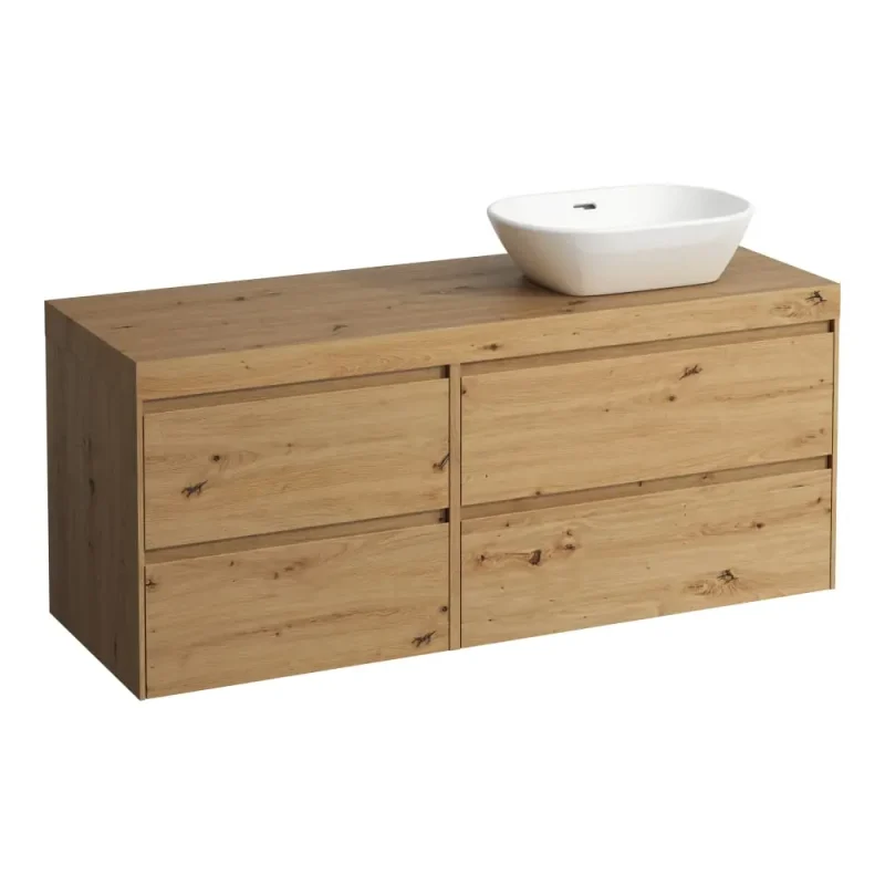 Laufen Lani - izlietnes apakšskapītis, 58x137x49 cm, 4 atvilktnes, izgriezums labajā pusē, ozols H4065831122671