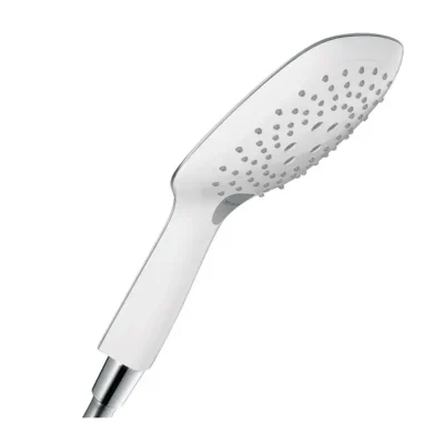 Hansgrohe Raindance Select E - dušas galva 150, 3 strūklas, EcoSmart 9 l/min, balts / hromēts 26551400