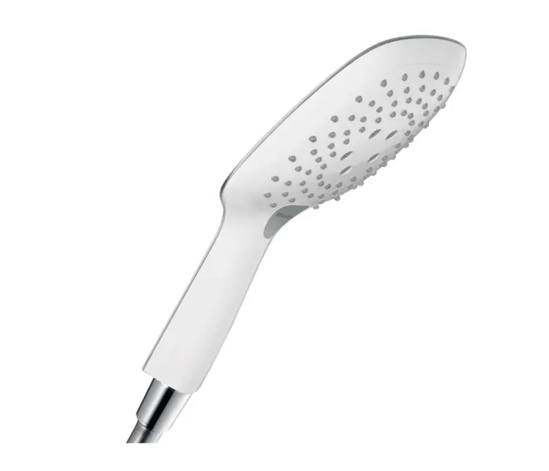 Hansgrohe Raindance Select E - dušas galva 150, 3 strūklas, EcoSmart 9 l/min, balts / hromēts 26551400
