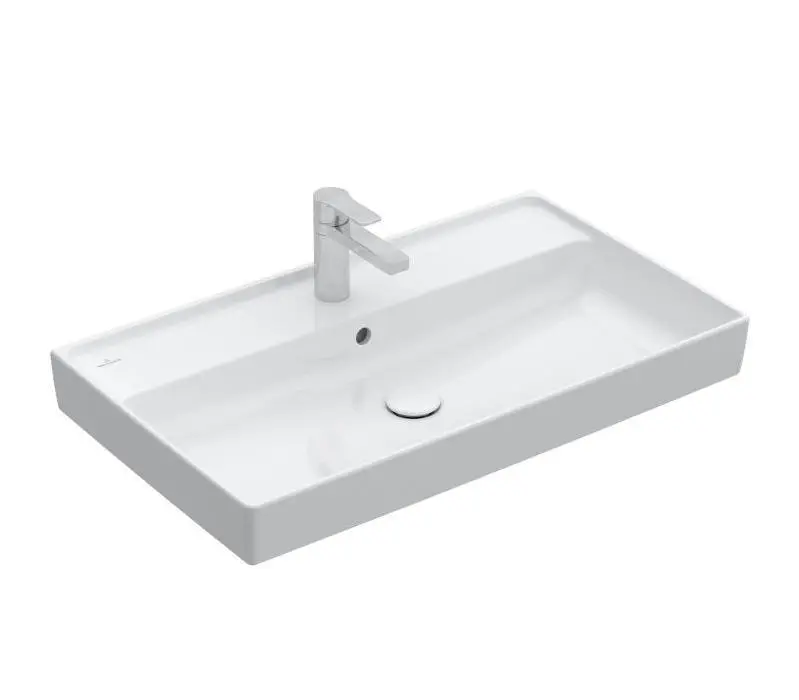 Villeroy & Boch Collaro - mēbeļu izlietne, 80x47 cm, ar pārplūdi, ar jaucējkrāna caurumu, CeramicPlus, Alpu balts 4A3380R1