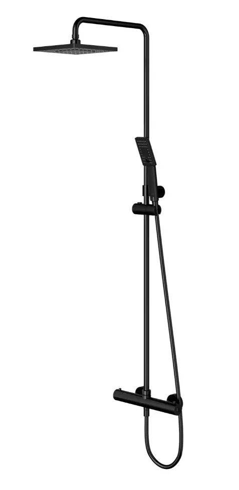OMNIRES Y - dušas komplekts ar termostatu, 20x20 cm, 3 strūklu veidi, matēti melns Y1244JBL