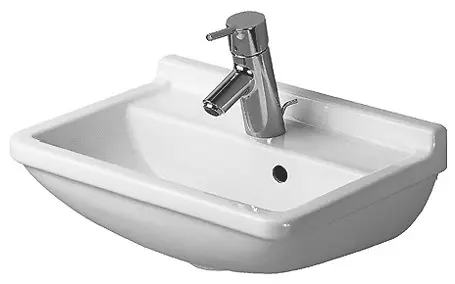 Duravit Starck 3 - roku mazgājamā izlietne 45x32 cm, 1 jaucējkrāna caurums, ar WonderGliss, balta 07504500001