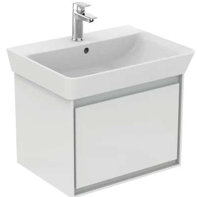 Ideal Standard Connect Air - izlietnes skapītis Cube 60 cm, 53x41x40 cm, balts spīdīgs/gaiši pelēks matēts E0846KN