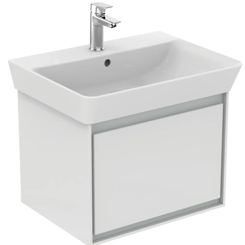 Ideal Standard Connect Air - izlietnes skapītis Cube 60 cm, 53x41x40 cm, balts spīdīgs/gaiši pelēks matēts E0846KN