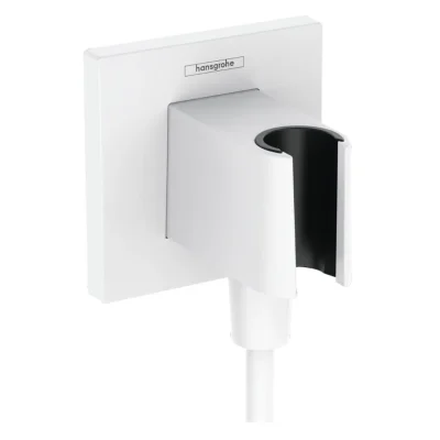 Hansgrohe Fixfit - sienas pieslēguma līkums ar dušas turētāju, balts matēts 26889700