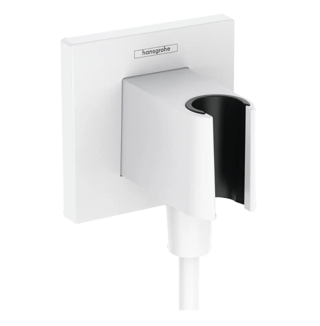Hansgrohe Fixfit - sienas pieslēguma līkums ar dušas turētāju, balts matēts 26889700