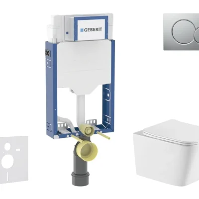 Geberit Kombifix - komplekts priekšsienas elements, Arkas I-WC ar Softclose sēdekli un Sigma01 vadības plati, hroms matēts lakots SANI15CA2110