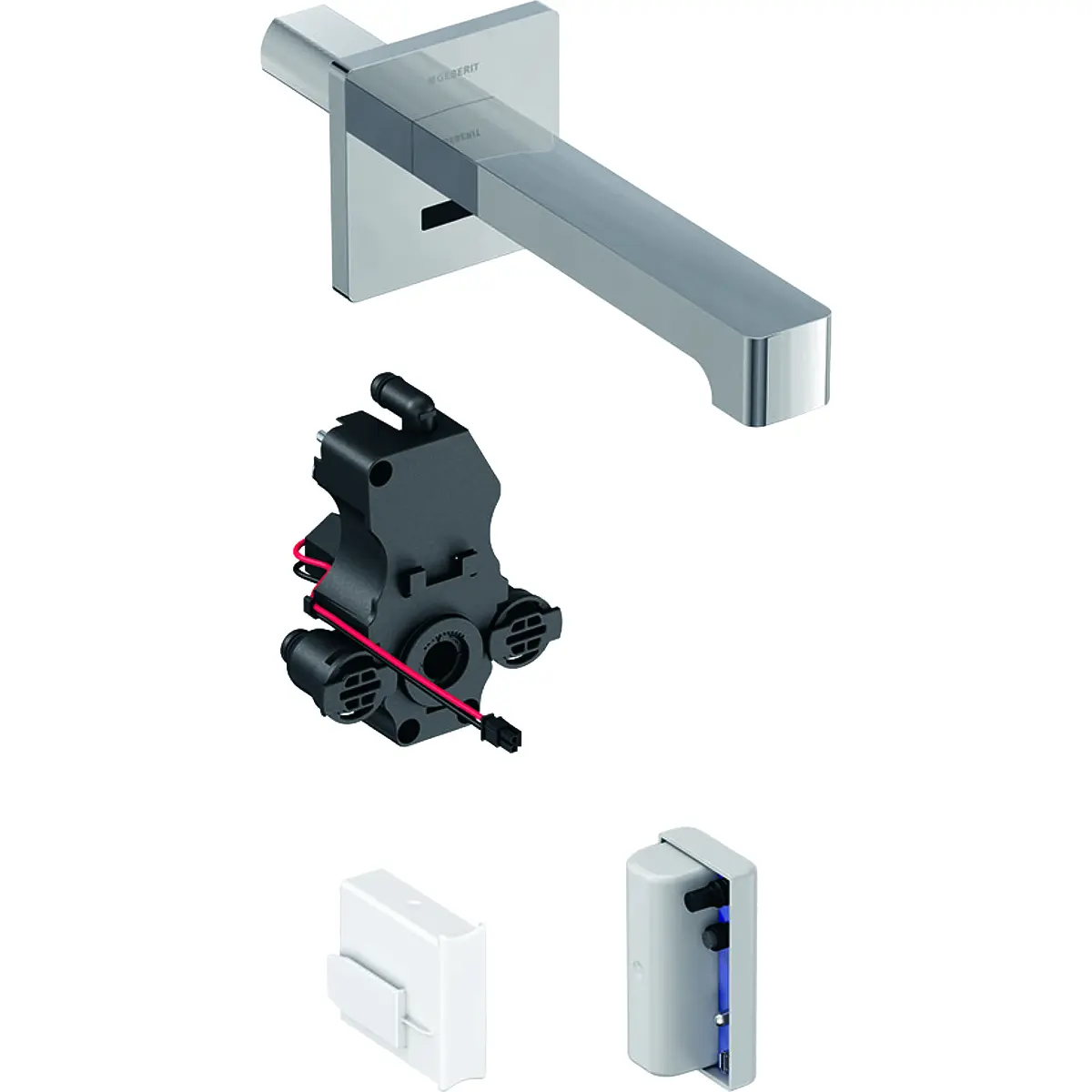 Geberit Brenta - elektronisks izlietnes maisītājs Brenta, montāža pie sienas, ar maisītāju, garums 170 mm, darbība ar ģeneratoru, hroms 116.276.21.1