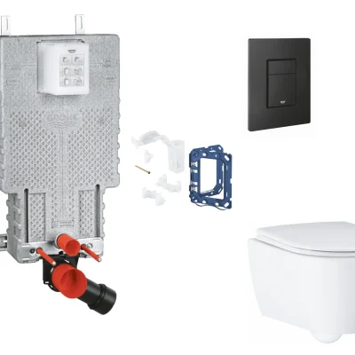 Grohe Uniset - komplekts zemapmetuma elementam, WC ar SoftClose sēdekli, vadības plati Even un Fresh pārveidošanas komplektu, phantom black SANI15BB5119