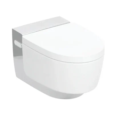 Geberit AquaClean - elektroniskais bidē Mera Classic ar keramiku, montāžai pie sienas, TurboFlush, SoftClosing, KeraTect, balts/hroms spīdīgs 146.200.21.1