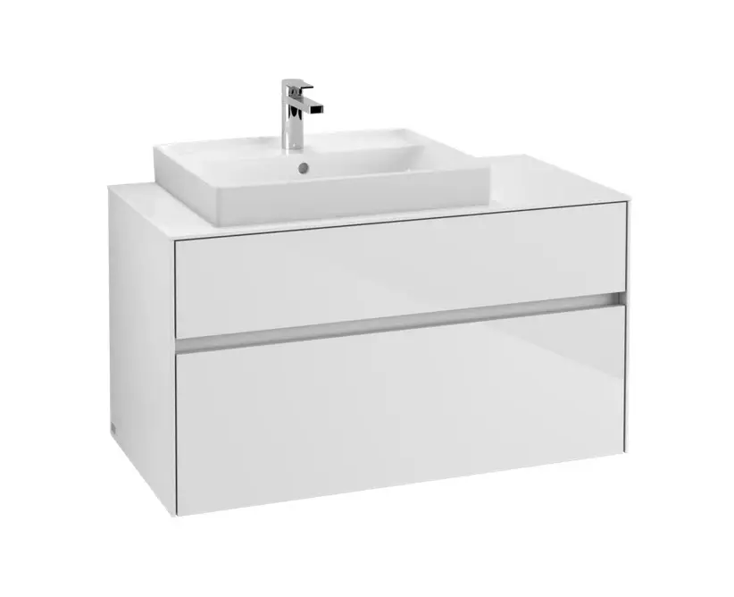 Villeroy & Boch Collaro - izlietnes skapītis, 100x55x50 cm, 2 atvilktnes, Glossy White C01700DH