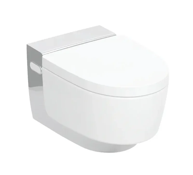 Geberit AquaClean - elektroniskais bidē Mera Comfort ar keramiku, montāžai pie sienas, TurboFlush, SoftClosing, KeraTect, balts/hroms spīdīgs 146.210.21.1