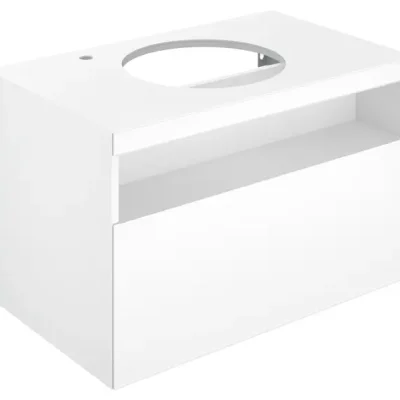 Keuco Stageline - izlietnes apakšskapis, 80x55x49 cm, ar izvelkamu nodalījumu izlietnei un maisītājam kreisajā pusē, ar apgaismojumu un USB, balts 32864300100