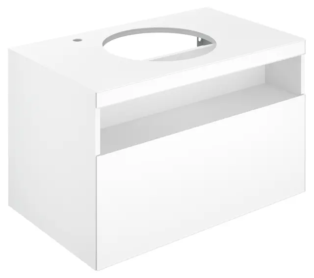 Keuco Stageline - izlietnes apakšskapis, 80x55x49 cm, ar izvelkamu nodalījumu izlietnei un maisītājam kreisajā pusē, ar apgaismojumu un USB, balts 32864300100
