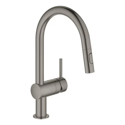 Grohe Minta - virtuves izlietnes maisītājs ar izvelkamu trauku dušu, Hard Graphite birstēts 32321AL2