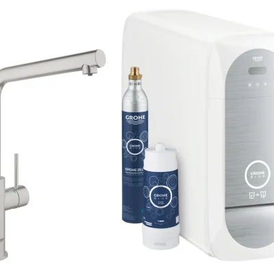 Grohe Blue Home - virtuves izlietnes maisītājs ar dzesēšanas iekārtu un ūdens filtru, SuperSteel 31454DC1