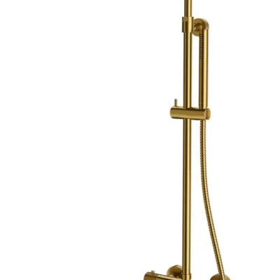 OMNIRES Contour - dušas komplekts ar termostatu, diametrs 25 cm, birstēts zelts CT8044GLB