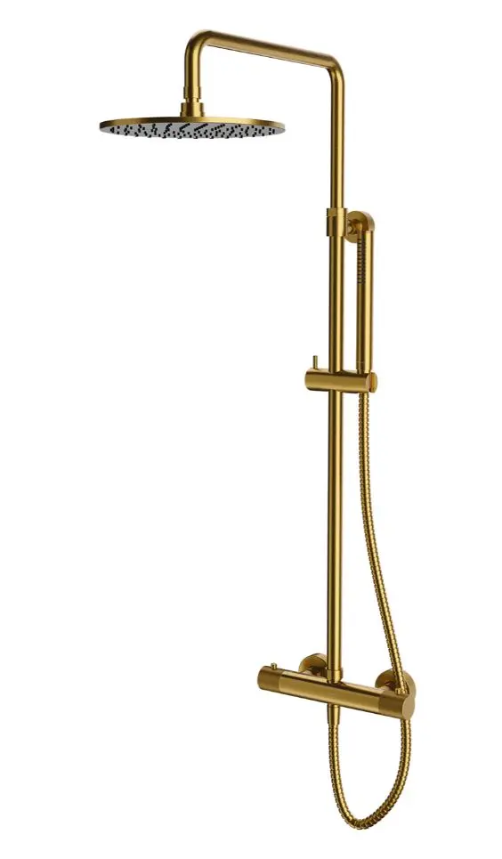 OMNIRES Contour - dušas komplekts ar termostatu, diametrs 25 cm, birstēts zelts CT8044GLB