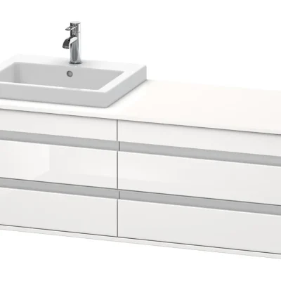 Duravit Ketho - izlietnes skapītis 50x140x55 cm, kreisais, ar 4 atvilktnēm, balts spīdīgs KT6757L2222
