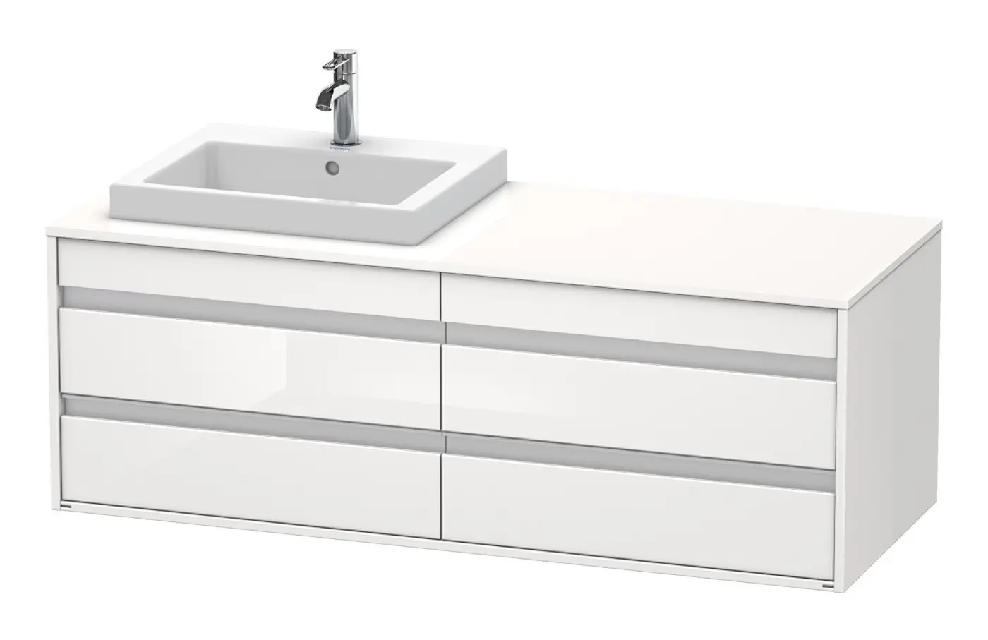 Duravit Ketho - izlietnes skapītis 50x140x55 cm, kreisais, ar 4 atvilktnēm, balts spīdīgs KT6757L2222