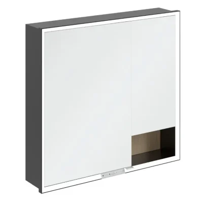 Villeroy & Boch My View+ - spoguļskapis ar LED apgaismojumu 80x75x17 cm, 2 durvis, Ziemeļvalstu ozols/matēti melns B48280VJ