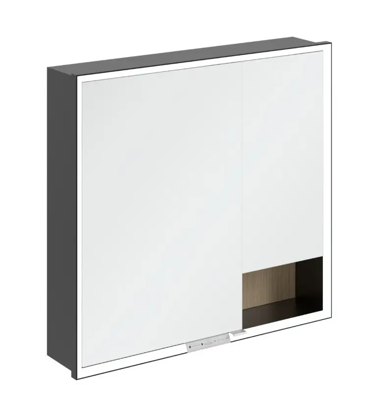 Villeroy & Boch My View+ - spoguļskapis ar LED apgaismojumu 80x75x17 cm, 2 durvis, Ziemeļvalstu ozols/matēti melns B48280VJ