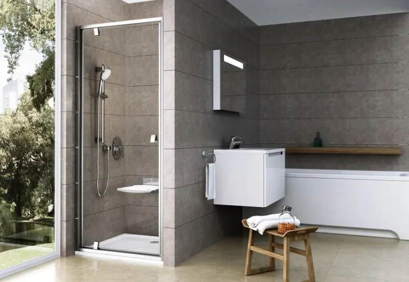 Ravak Pivot - veramas dušas durvis, 90 cm, satinēts/caurspīdīgs stikls 03G70U00Z1