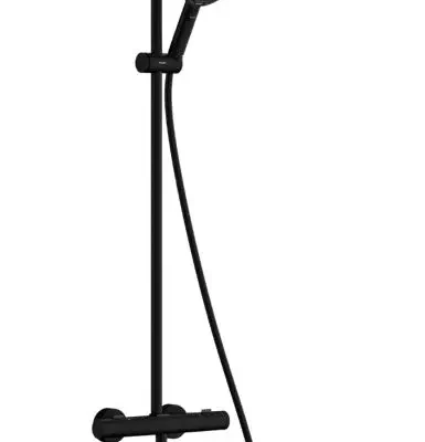 Hansgrohe Pulsify S Puro - dušas komplekts ar termostatu, diametrs 26 cm, 3 strūklas veidi, EcoSmart, matēti melns 24237670