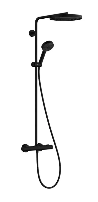 Hansgrohe Pulsify S Puro - dušas komplekts ar termostatu, diametrs 26 cm, 3 strūklas veidi, EcoSmart, matēti melns 24237670