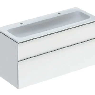 Geberit iCon - izlietnes skapītis komplektā ar dubulto izlietni, 120x63x48 cm, balts spīdīgs 502.334.01.2