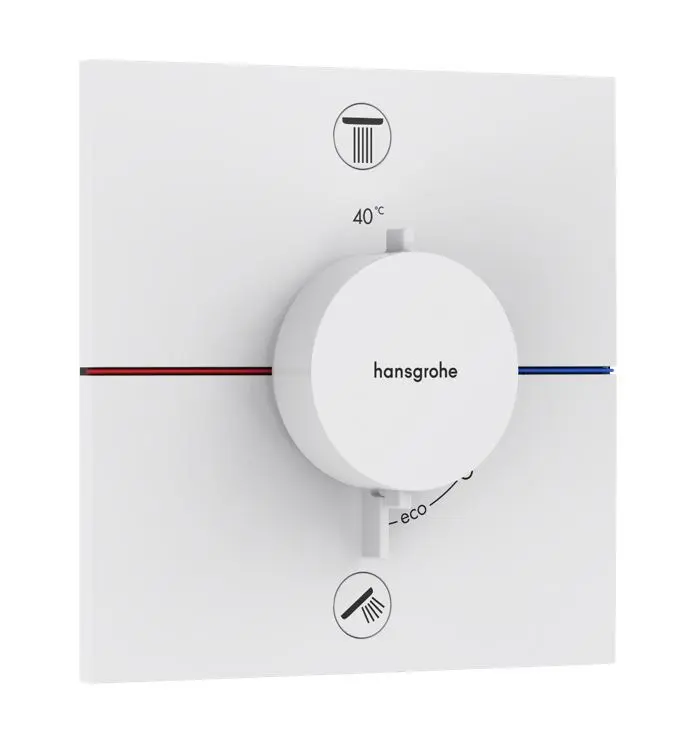 Hansgrohe ShowerSelect Comfort - zemapmetuma termostata maisītājs, 2 patērētājiem, balts matēts 15572700