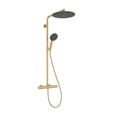 Hansgrohe Raindance Alive S Puro - dušas komplekts ar termostatu, 21x34 cm, 3 strūklas režīmi, EcoSmart, birstēta bronza 24593140