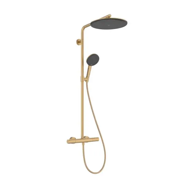 Hansgrohe Raindance Alive S Puro - dušas komplekts ar termostatu, 21x34 cm, 3 strūklas režīmi, EcoSmart, birstēta bronza 24593140