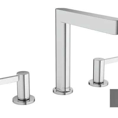 Hansgrohe Finoris - izlietnes maisītājs, ar Push-Open noteces komplektu, 3 caurumu montāža, EcoSmart, matēts melns hroms 76034340