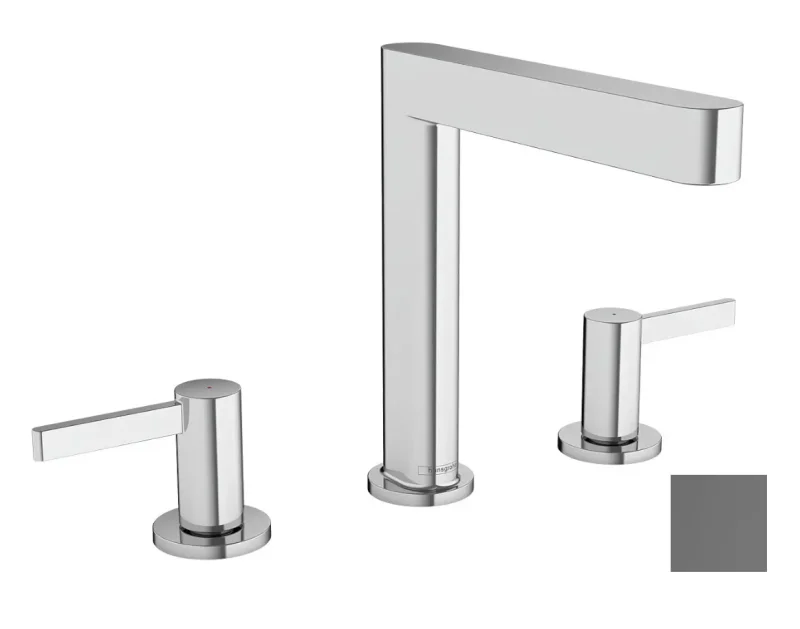 Hansgrohe Finoris - izlietnes maisītājs, ar Push-Open noteces komplektu, 3 caurumu montāža, EcoSmart, matēts melns hroms 76034340