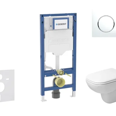 Geberit Duofix - komplekts priekšsienas elements, D-Code WC ar SoftClose sēdekli un Sigma20 vadības plati, balts/hroms spīdīgs SANI11CP3103