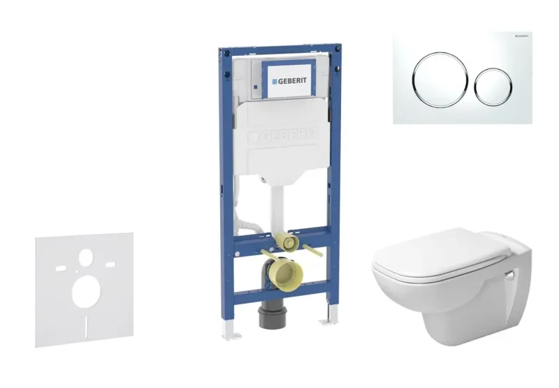 Geberit Duofix - komplekts priekšsienas elements, D-Code WC ar SoftClose sēdekli un Sigma20 vadības plati, balts/hroms spīdīgs SANI11CP3103