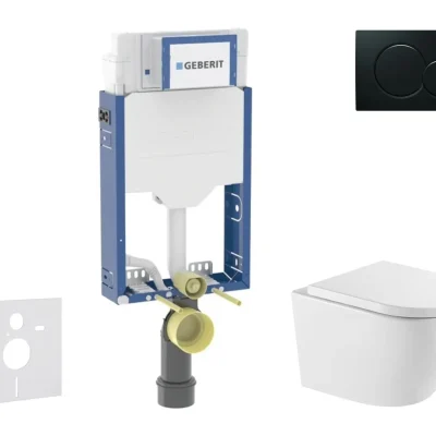 Geberit Kombifix - komplekts priekšsienas elements, WC Oudee ar Softclose sēdekli un Sigma01 vadības plati, melns SANI15CA5160