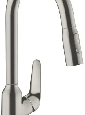 Hansgrohe Focus M42 - virtuves izlietnes maisītājs M4216-H220, ar izvelkamu trauku dušu, nerūsējošais tērauds 71820800