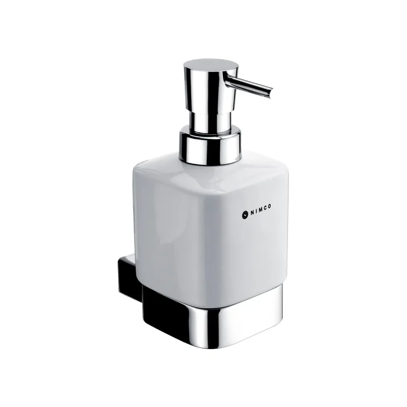 Nimco Kibo - keramikas ziepju dozators ar turētāju, 250 ml, balts/hromēts Ki 14031K-T-26