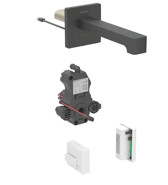 Geberit Brenta - elektronisks zemapmetuma izlietnes vārsts, ģeneratora darbība, easy to clean, matēti melns 116.275.14.1