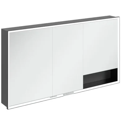 Villeroy & Boch My View+ - spoguļskapītis ar LED apgaismojumu 140x75x17 cm, 3 durvis, grafīts/Mattmelns B48214VR
