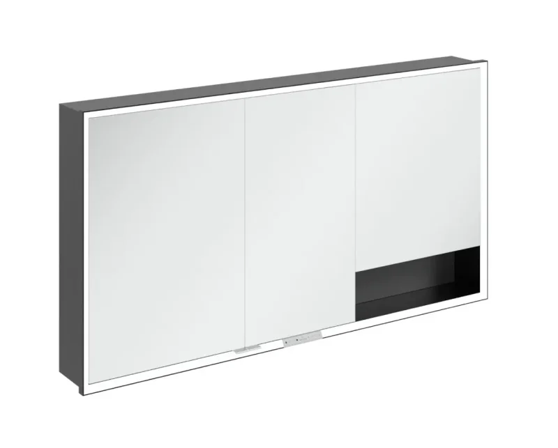 Villeroy & Boch My View+ - spoguļskapītis ar LED apgaismojumu 140x75x17 cm, 3 durvis, grafīts/Mattmelns B48214VR