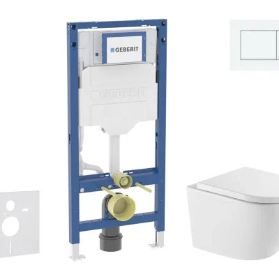 Geberit Duofix - komplekts priekšsienas elements, WC Oudee un Softclose sēdeklis, vadības plate Sigma20, balts/matēti balts SANI11CA31134