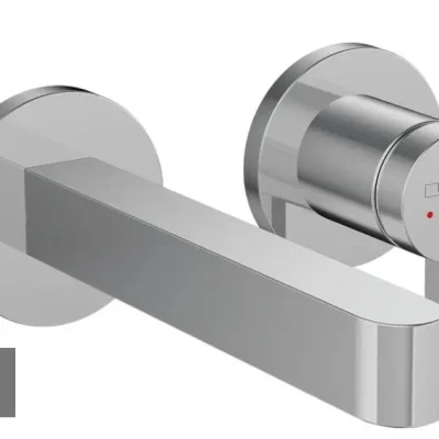 Hansgrohe Finoris - zemapmetuma izlietnes maisītājs, ar noteces komplektu, 2 caurumu montāža, EcoSmart, hroms melns birstēts 76051340