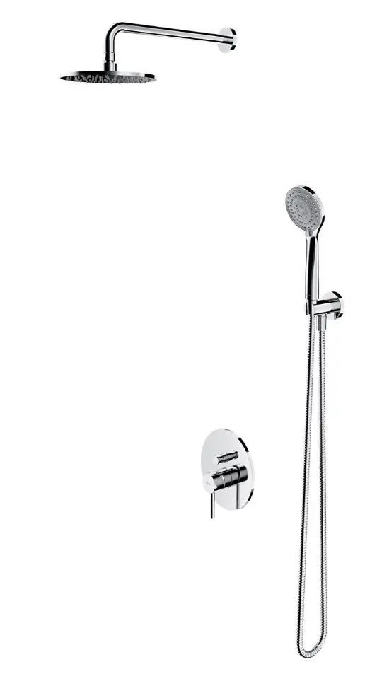 OMNIRES Y - dušas komplekts ar zemapmetuma maisītāju, ar iebūvējamo daļu, diametrs 20 cm, 5 strūklas veidi, hroms SYSY21CR