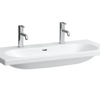 Laufen Lua - dubultā mēbeļu izlietne 100x46 cm, ar pārplūdi, 2 jaucējkrāna caurumi, LCC, balta H8160894001071