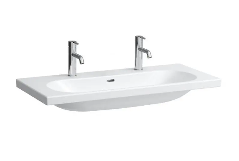 Laufen Lua - dubultā mēbeļu izlietne 100x46 cm, ar pārplūdi, 2 jaucējkrāna caurumi, LCC, balta H8160894001071