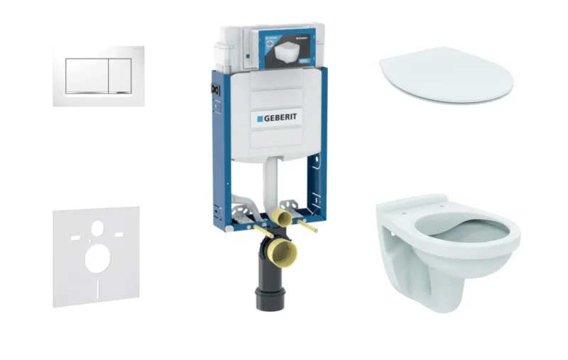 Geberit Kombifix - uzstādīšanas elements sienas WC ar vadības plati Sigma20, matēts/spīdīgs hroms + WC Alpha un WC sēdeklis 110.302.00.5 ND6